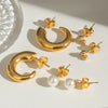Stainless Steel Geometric Earrings Threepiece Set Electroplated Women's Jewelry