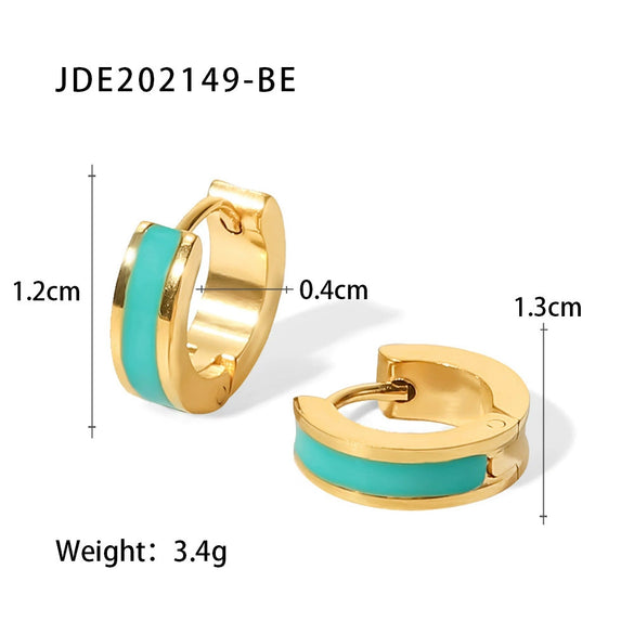 Stainless Steel Geometric Earrings With Electroplating Design For Women