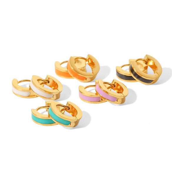 Stainless Steel Geometric Earrings With Electroplating Design For Women