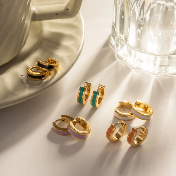 Stainless Steel Geometric Earrings With Electroplating Design For Women
