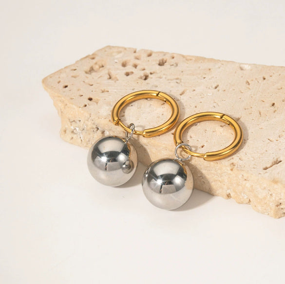 Stainless Steel Geometric Earrings With Electroplating Design