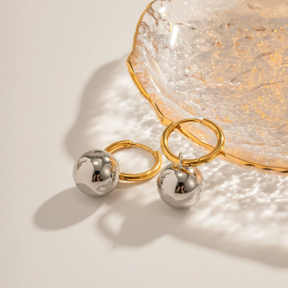 Stainless Steel Geometric Earrings With Electroplating Design