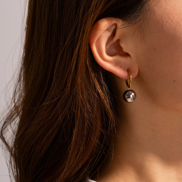 Stainless Steel Geometric Earrings With Electroplating Design