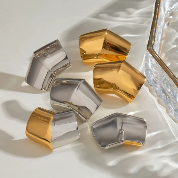 Stainless Steel Geometric Earrings With Electroplating For Women