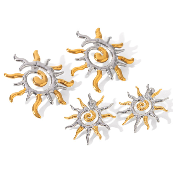 Stainless Steel Geometric Earrings With Electroplating For Women