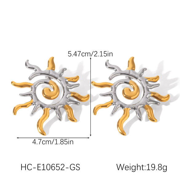 Stainless Steel Geometric Earrings With Electroplating For Women