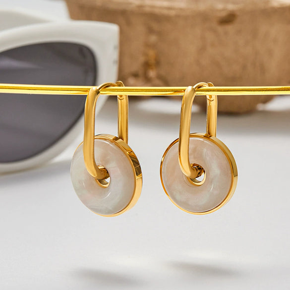 Stainless Steel Geometric Earrings With Electroplating For Women
