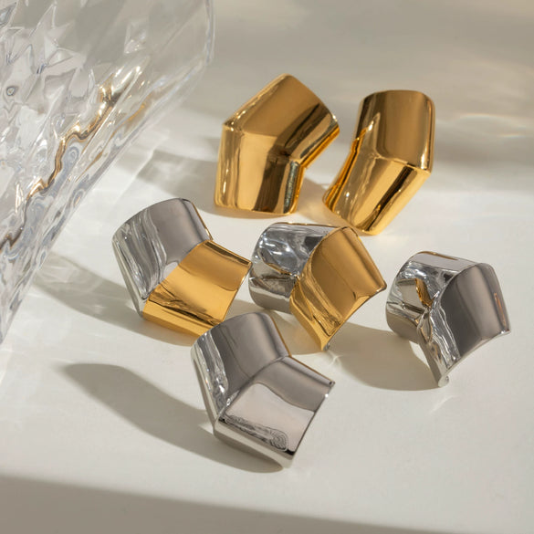 Stainless Steel Geometric Earrings With Electroplating For Women