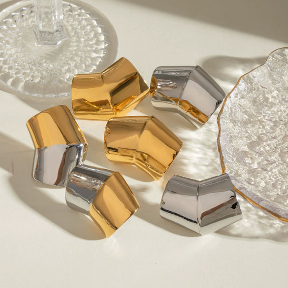 Stainless Steel Geometric Earrings With Electroplating For Women