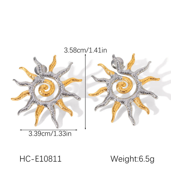 Stainless Steel Geometric Earrings With Electroplating For Women