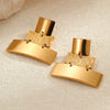Stainless Steel Geometric Earrings With Electroplating Light Luxury Three Layer Stitching Style For Women