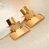 Stainless Steel Geometric Earrings With Electroplating Light Luxury Three Layer Stitching Style For Women