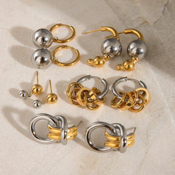 Stainless Steel Geometric Earrings With Electroplating Treatment
