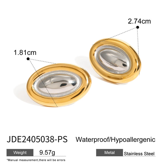 Stainless Steel Geometric Earrings With Electroplating Treatment