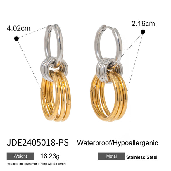 Stainless Steel Geometric Earrings With Electroplating Treatment