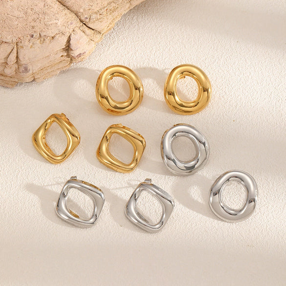 Stainless Steel Geometric Earrings With Electroplating