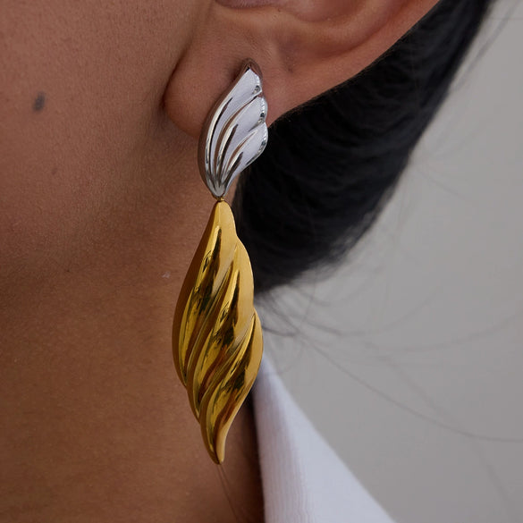 Stainless Steel Geometric Earrings With Electroplating