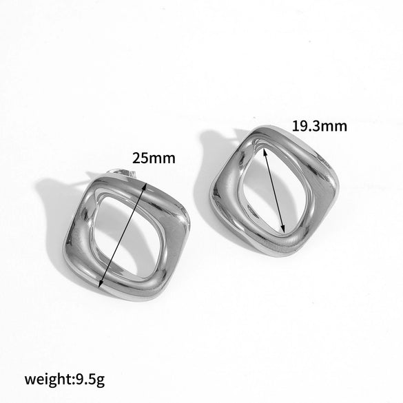 Stainless Steel Geometric Earrings With Electroplating