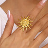 Stainless Steel Geometric Electroplated Adjustable Opening Ring For Women Fashion Retro