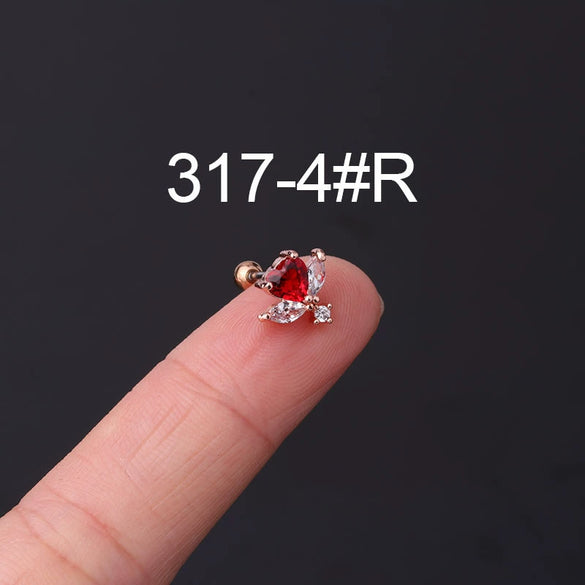 Stainless Steel Geometric Electroplated Ear Bone Screw Ball Piercing Earring