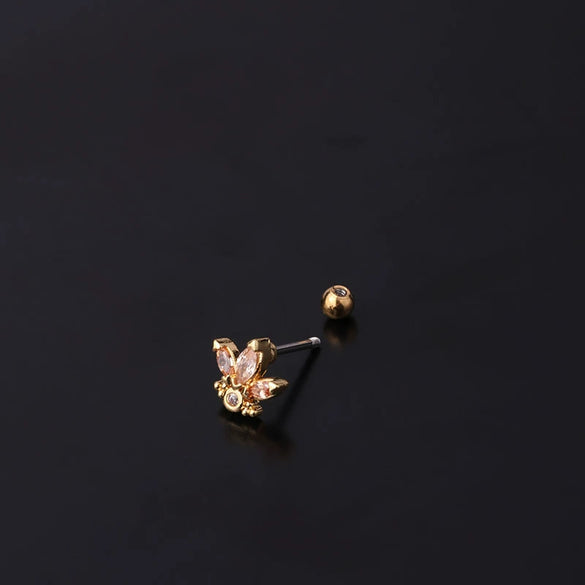 Stainless Steel Geometric Electroplated Ear Bone Screw Ball Piercing Earring