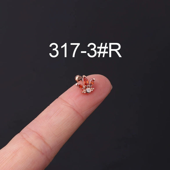 Stainless Steel Geometric Electroplated Ear Bone Screw Ball Piercing Earring