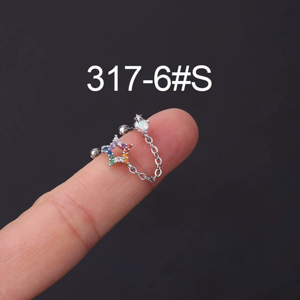 Stainless Steel Geometric Electroplated Ear Bone Screw Ball Piercing Earring