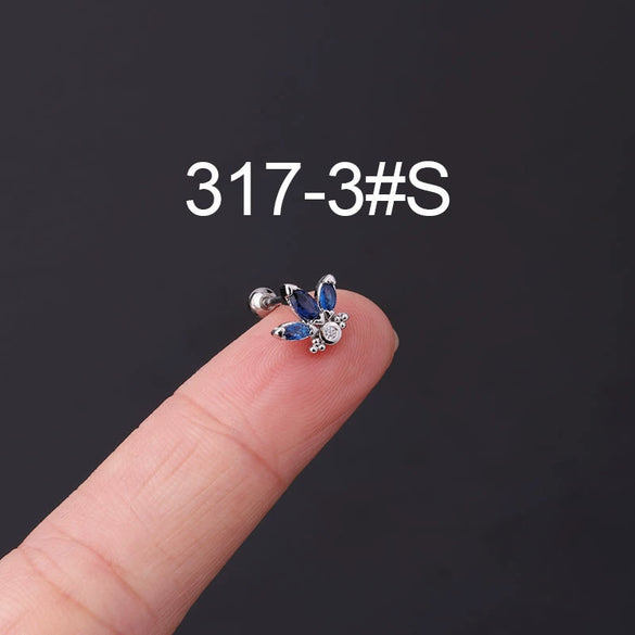 Stainless Steel Geometric Electroplated Ear Bone Screw Ball Piercing Earring