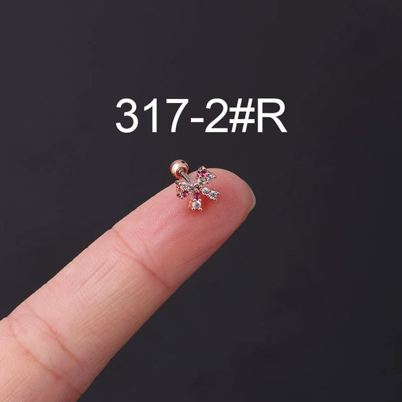 Stainless Steel Geometric Electroplated Ear Bone Screw Ball Piercing Earring