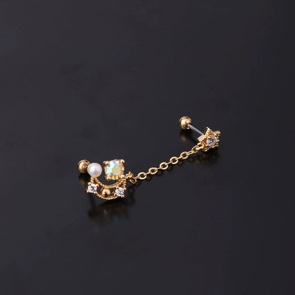 Stainless Steel Geometric Electroplated Ear Bone Screw Ball Piercing Earring