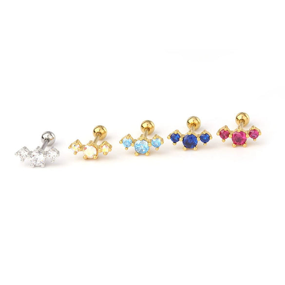 Stainless Steel Geometric Electroplated Ear Nail Piercing Jewelry