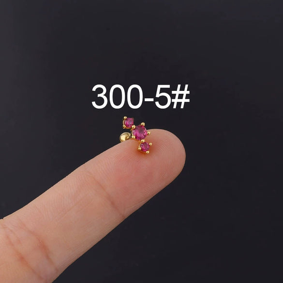 Stainless Steel Geometric Electroplated Ear Nail Piercing Jewelry