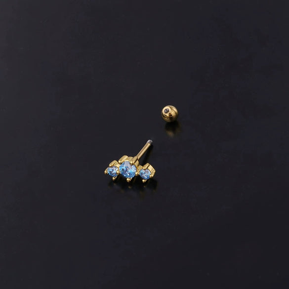 Stainless Steel Geometric Electroplated Ear Nail Piercing Jewelry