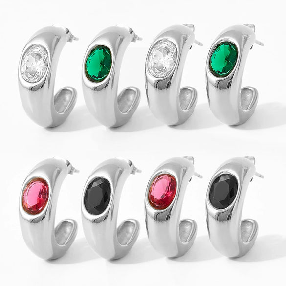 Stainless Steel Geometric Electroplated Earrings For Women