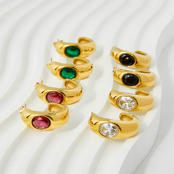 Stainless Steel Geometric Electroplated Earrings For Women