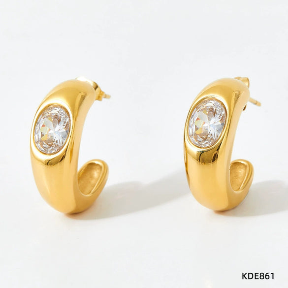 Stainless Steel Geometric Electroplated Earrings For Women