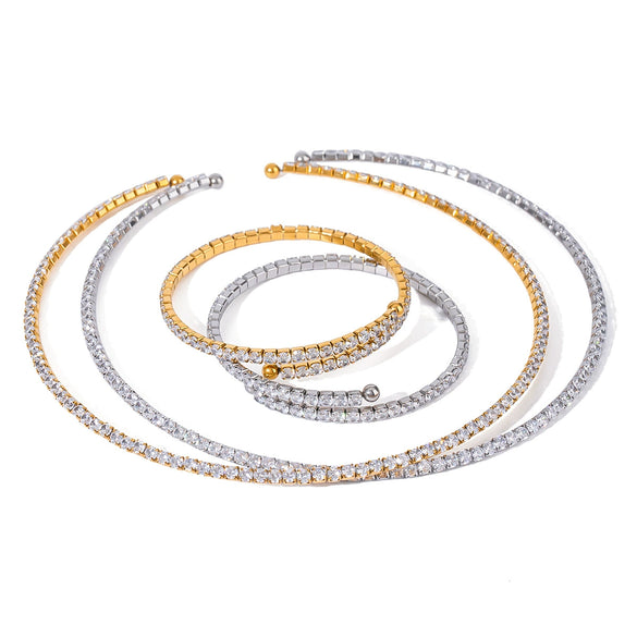 Stainless Steel Geometric Electroplated Jewelry Bracelet Collar Necklace
