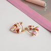 Stainless Steel Geometric Electroplated Light Luxury Pink Oil Dropping Women's Earrings