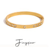 Stainless Steel Geometric Electroplated Rhinestone Buckle Bracelet