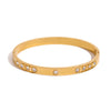 Stainless Steel Geometric Electroplated Rhinestone Buckle Bracelet