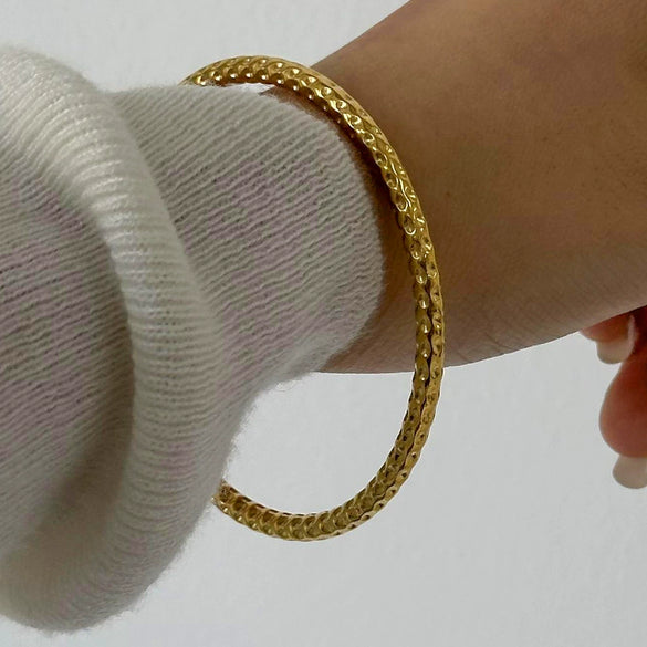 Stainless Steel Geometric Electroplated Ring Bracelet