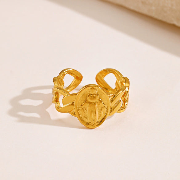 Stainless Steel Geometric Electroplated Ring For Women