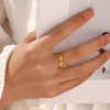Stainless Steel Geometric Electroplated Ring For Women