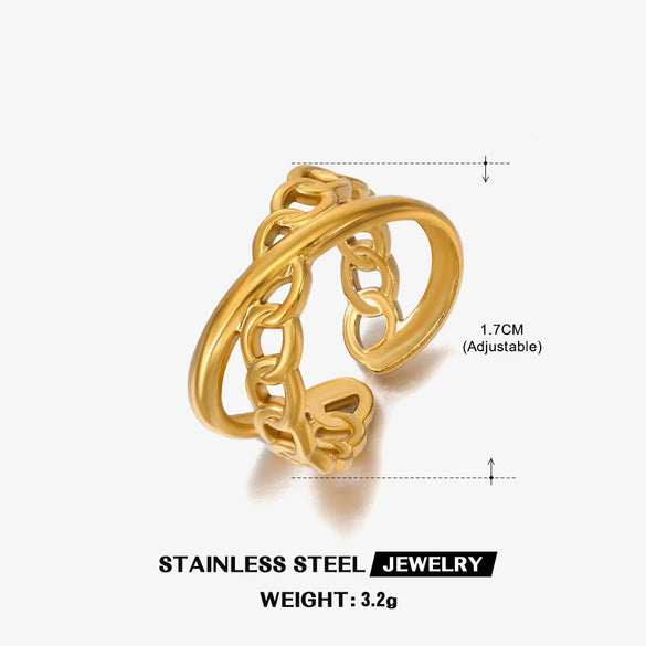 Stainless Steel Geometric Electroplated Ring For Women