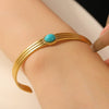 Stainless Steel Geometric Electroplated Wide Face Spring Open Bracelet