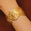 Stainless Steel Geometric Electroplated Wide Face Spring Open Bracelet