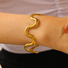 Stainless Steel Geometric Electroplated Wide Face Spring Open Bracelet