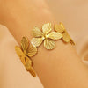 Stainless Steel Geometric Electroplated Wide Face Spring Open Bracelet