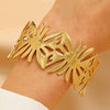 Stainless Steel Geometric Electroplated Wide Face Spring Open Bracelet