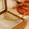 Stainless Steel Geometric Electroplated Wide Face Spring Open Bracelet